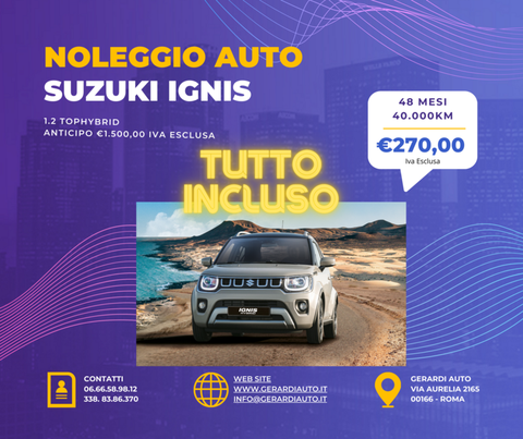 Auto Suzuki Ignis 1.2 Hybrid Top Noleggio Lungo Termine Nuove Pronta Consegna A Roma