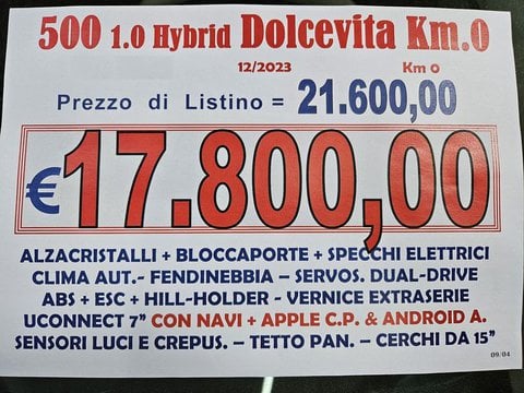 Auto Fiat 500 Hybrid 1.0 Hybrid Dolcevita - Km Zero Km0 A Lucca