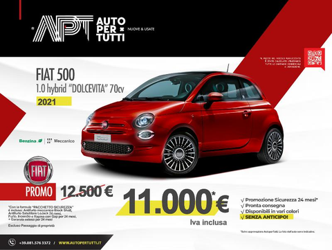 Auto Fiat 500 Hybrid 500 1.0 Hybrid Dolcevita 70Cv Usate A Napoli