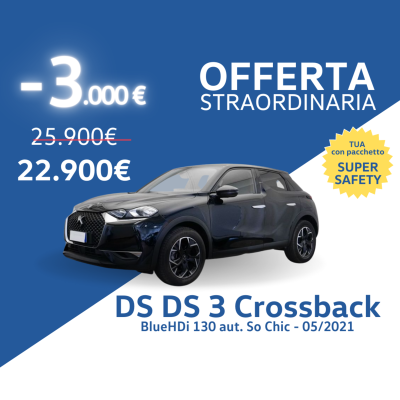 DS DS 3 Crossback Diesel BlueHDi 130 aut. So Chic Usata in provincia di Padova - Sede di Mestrino