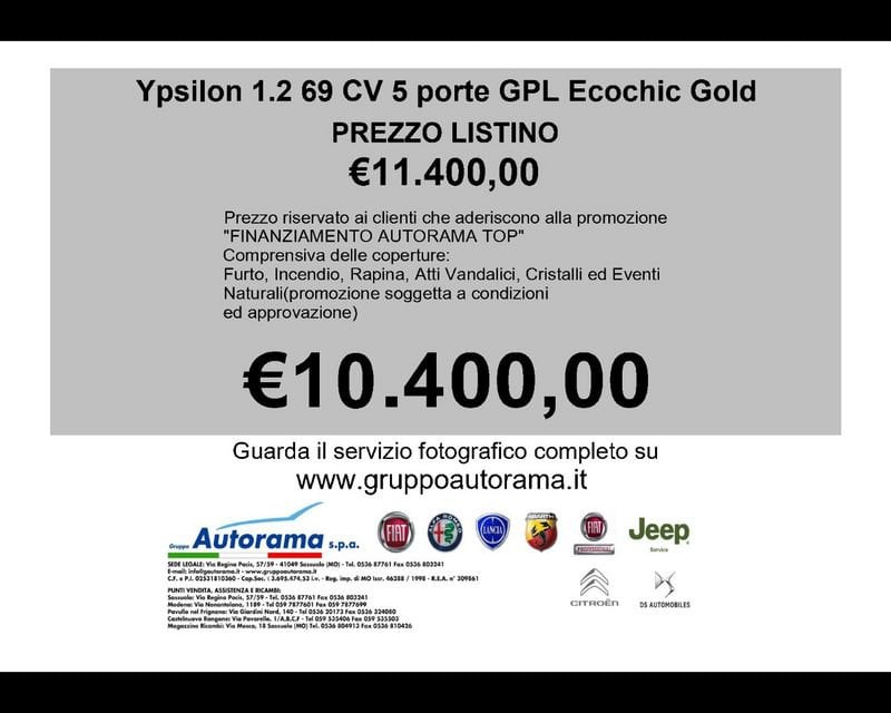 Lancia Ypsilon GPL 3ª serie 1.2 69 CV 5 porte GPL Ecochic Gold Usata in provincia di Modena - MARCHIGNOLI AUTO di Marchignoli Italo